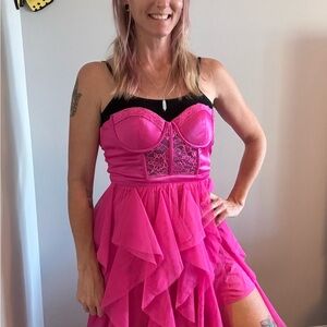 Forever 21 Hot Pink Lace Strapless Dress